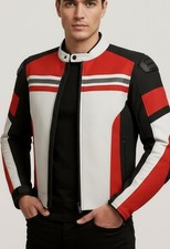 Giacca Moto Uomo Rosso Bianco