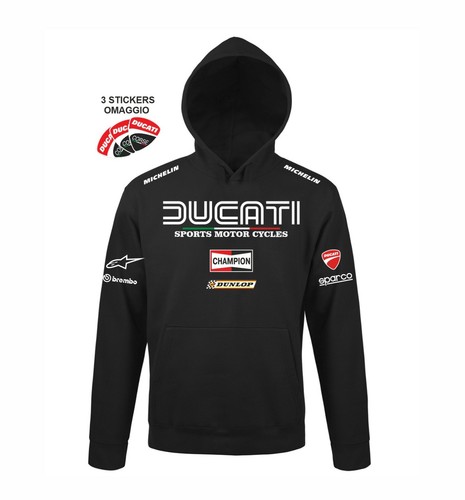 Felpa cappuccio ducati style - cappuccio,
