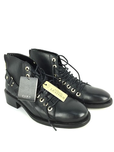 Zara nero pelle stivaletti - nero,