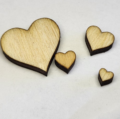 100 cuori legno - 1x1, cm