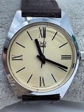 Orologio Meccanico Vintage Uomo Q&Q MEC 4-120221 Tono Argento FUNZIONANTE