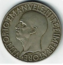 moneta antica L.20  imperatore Vittorio Emanuele lll anno 1936 XlV 