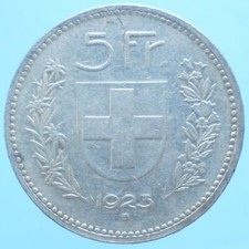 SVIZZERA 5 FRANCHI 1923 ARGENTO SILVER COIN mBB CURRENCY COLLEZIONE