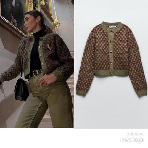 Zara knit cardigan with golden - zara,