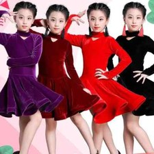 Velvet Latin Dresses Dancewear Dancing Costume Child Ballroom Dance Dress