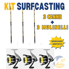 MGFISHING Kit 3 Trabucco Vektor 4,00mt 150gr + 3 Mulinelli Trabucco Dayton 6500