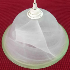 Lampadario a sospensione cucina campana rotondo in vetro satinato decorato verde