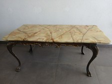 Antico Tavolino da Salotto in Marmo Onice e Bronzo Vintage Stile Luigi XV