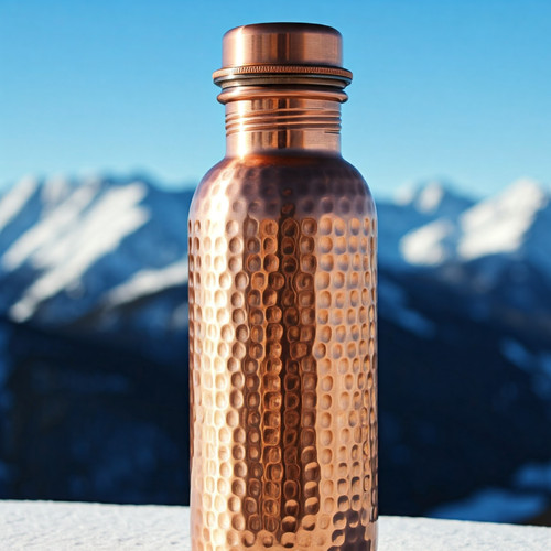 Hammered copper water bottle - water,