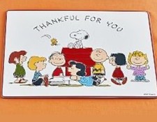 Tovagliette per bambini Pottery Barn Charlie Brown Snoopy Peanuts Gang nuove grate