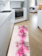  Passatoia Cucina Tappeto Antiscivolo Corridoio Lavabile Runner Dis Rose Rosa