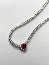 Collana tennis e cuore in argento 925%