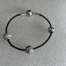 RARO Bracciale Pandora Autentico 🌟 Essenza/ME Tessuto Nero 🌟 18 cm 