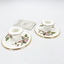 Antica Coppia di Porta candela singolo in porcellana candelabro candele con rose