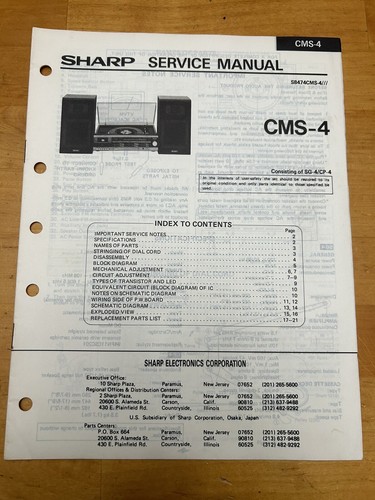 Sharp cms 4 giradischi - cms-4, sg-4