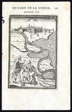 Stampa antica-PIASTRA 91-INGEGNERIA MILITARE-FORTE-RAKIZILLOV-GUERRA-Mallet-1684
