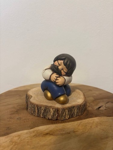 Pastore seduto blu presepe - pastore,