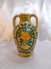 Bummulo, anfora, in ceramica policroma di Caltagirone con decoro di fiore giallo