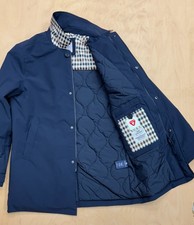 AQUASCUTUM Active Club check shell Active Mid trench coat Primaloft blu navy