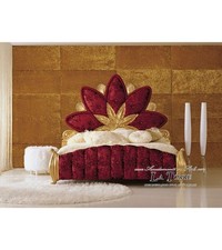 Letto Matrimoniale Barocco contenitore foglia oro Swarovski - velluto qualsiasi 