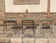 vecchio banco da scuola scrittoio vintage con piano in formica verde anni 70 80