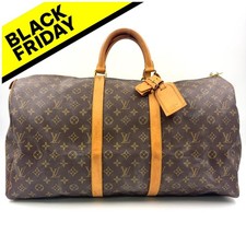 Borsa Louis Vuitton Keepall 55 monogram Boston pelle marrone PVC M41424