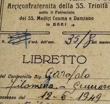 Libretto anno 1949 Arciconfraternita dei Santi Medici Cosma e Damiano Bari