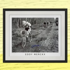 Stampa firmata Eddy Merckx - Parigi-Roubaix 1969, fotografia ciclismo 20 x 16 pollici