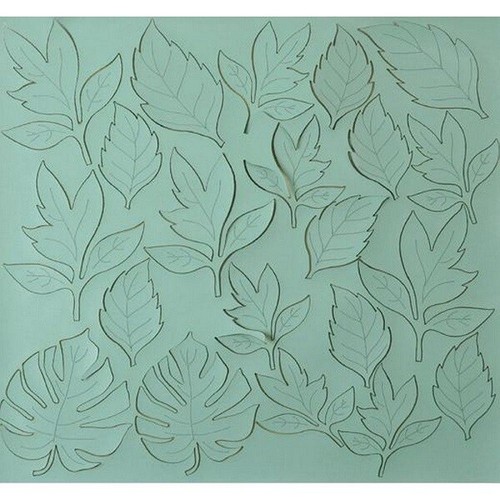 Eco pelle nappa foglie celeste