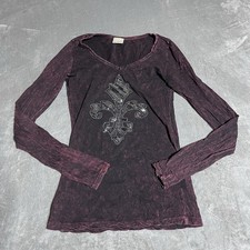 Y2K Daytrip Top donna piccolo grunge biker ali incrociate gotico Fleur De Lis