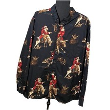 Bit And Bridle XL Bottone Down Rodeo Cowboy Bull Equitazione Babbo Natale Western Natale