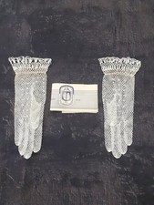 Guanti Gloves pizzo uncinetto sposa ricamo centrini vintage antichi new bianco 8