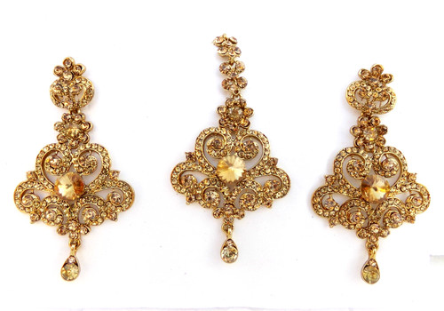 Set orecchini lunghi kundan - set,