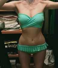 Bikini gonnellino a fascia color tiffany