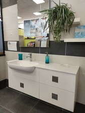 CIMA 5000 - MOBILE DA BAGNO CM 120 CON TOP MINERAL MARMO + SPECCHIO + 2 MENSOLE