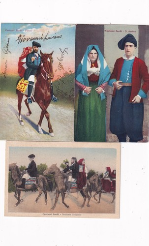 C17445 tre cartoline - cartoline,, costumi