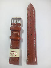 1 CINTURINO PELLE DI STRUZZO VERO DA 18 / 16 mm. MARRONE GOLD