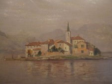 1923 Giovanni Colmo  Olio - Lago maggiore - Isola dei pescatori. Da museo.
