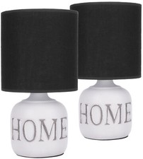 BRUBAKER Set di 2 Lampade da Tavolo Home 31 Cm Bianco Ceramica Paralume Nero