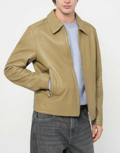 Giacca pelle beige uomo - beige,