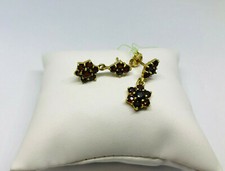 1 paio orecchini con GRANATI naturali pendenti Oro giallo 750% gioielli donna 