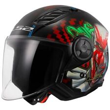 CASCO MOTO JET Ls2 OF616 AIRFLOW 2 HAPPY DREAMS NERO LUCIDO