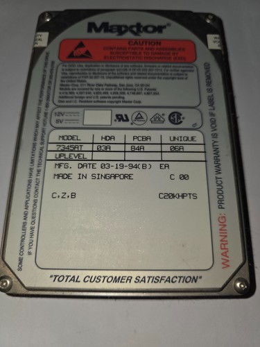 Maxtor 7345at 340mb ide hard - maxtor,