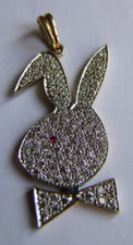 grande ciondolo coniglietto coniglietto oro giallo 585, grammi 11,96, vintage, Playboy