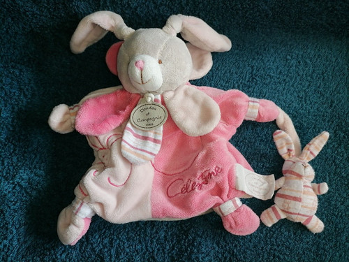 Doudou marionnette lapin rose