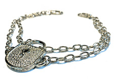 Catena jeans da donna pantaloni argento portachiavi portafoglio con lucchetto