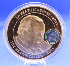Vita di Papa Giovanni Paolo II Beatificazione Placcato Oro Proof 2011 Moneta 50mm e Certificato di autenticità