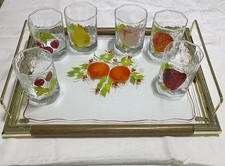 set vassoio di vetro e metallo