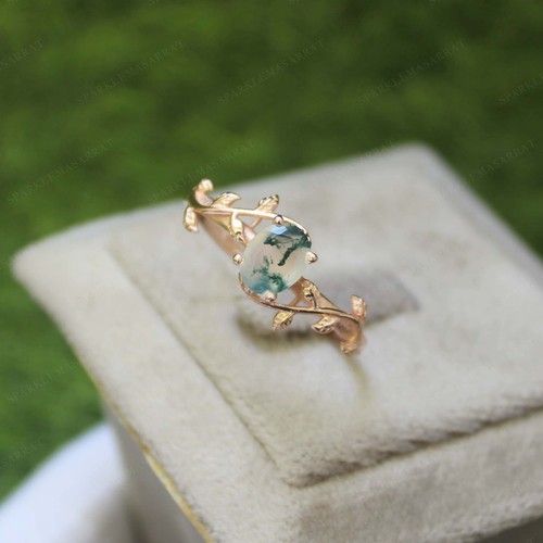 Anello agata muschio vintage - anello,