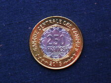 2013 COMORES COMOROS MONETA BIMETALLICA 250 franchi UNC GEM Banca Centrale